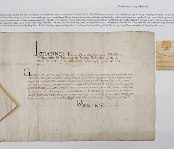 1584 Suomen ensimmäisen herttuan Juhanan kuninkaana kirjoittama kirje omakätisellä allekirjoituksella